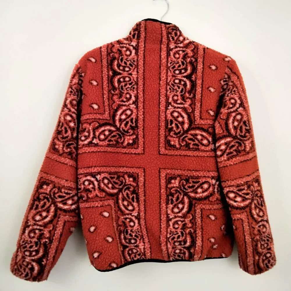 Supreme Reversible Bandana Fleece Jacket in Red Small